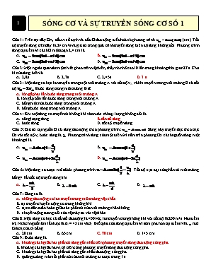 80 Câu trắc nghiệm Vật lí 12 - Bài 7 Sóng cơ và sự truyền sóng cơ (Có đáp án)